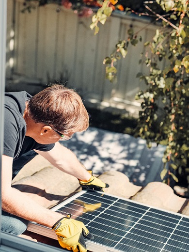 installation of solar panel on flat roof