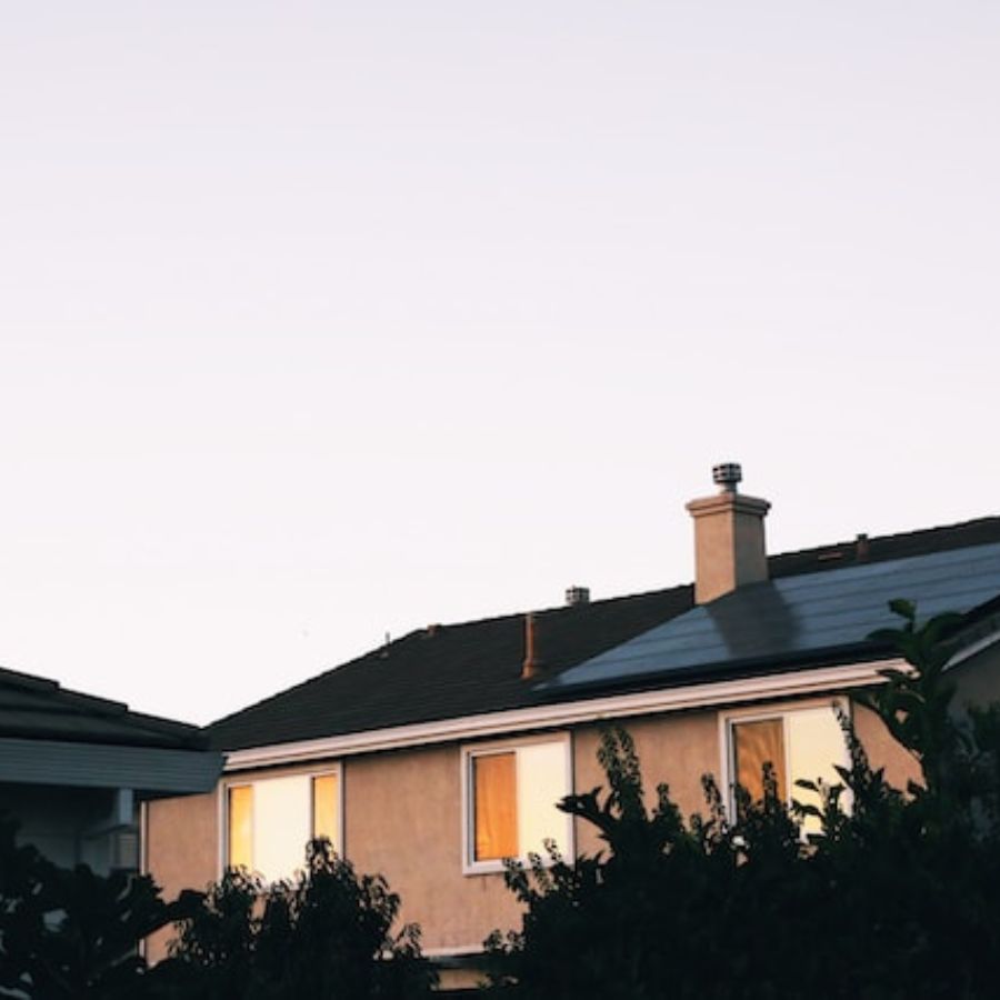 a house with solar panels on the roof