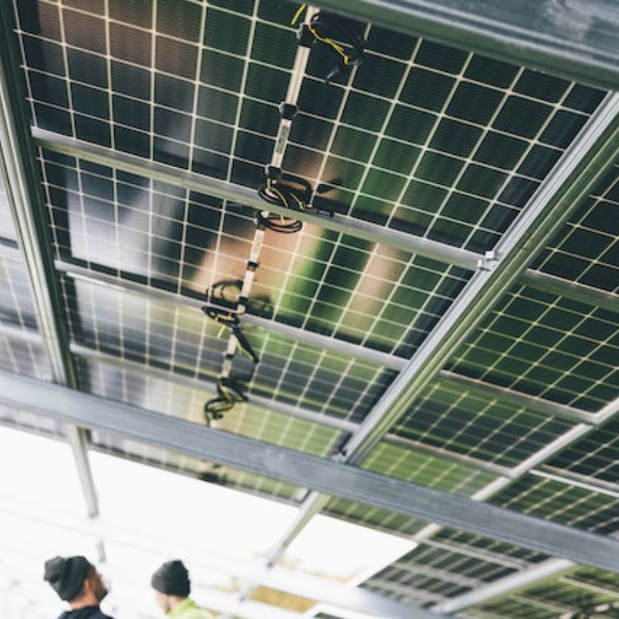 a close up photo of installed solar panels