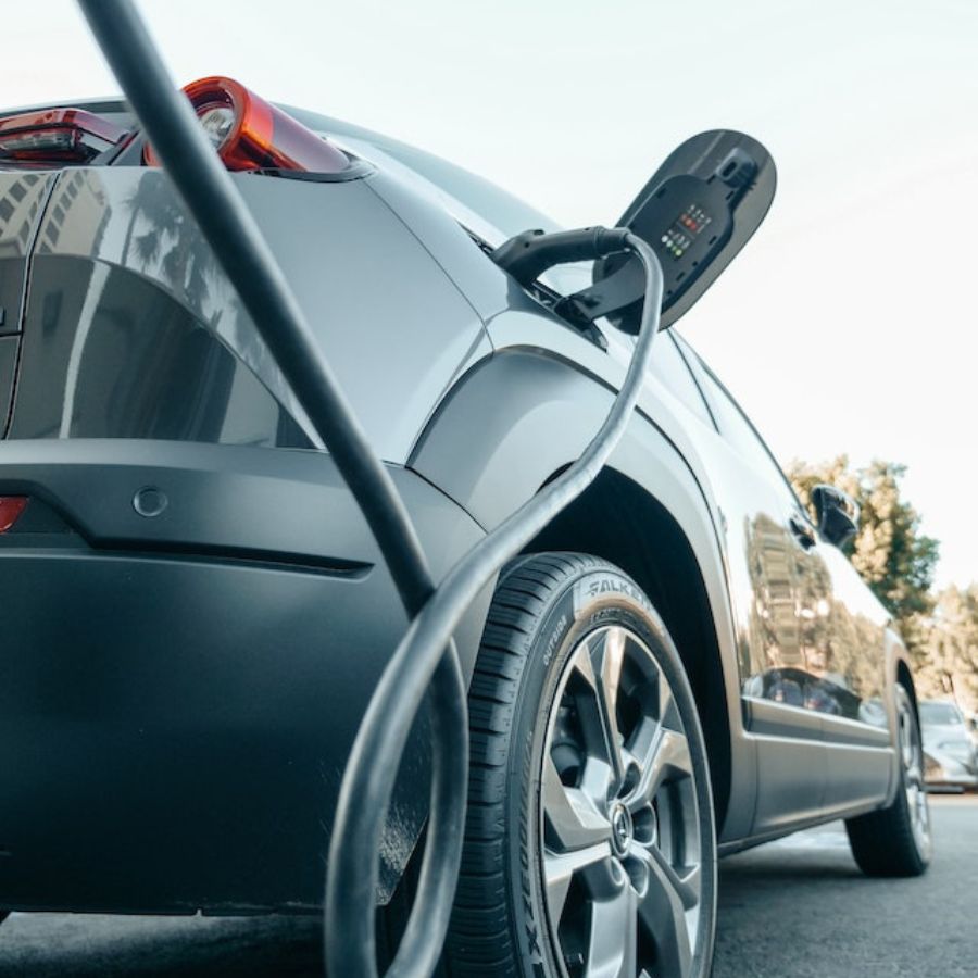 An electric car charging