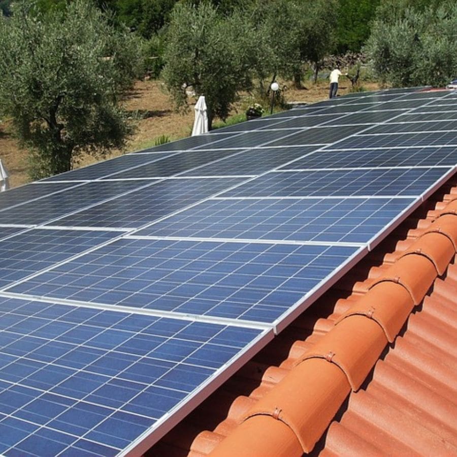 solar panels on a roof