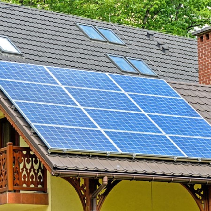 Solar panels on a section of the house roof