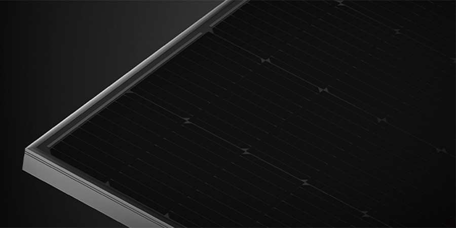 longi pv high efficiency modules solar panel in black background