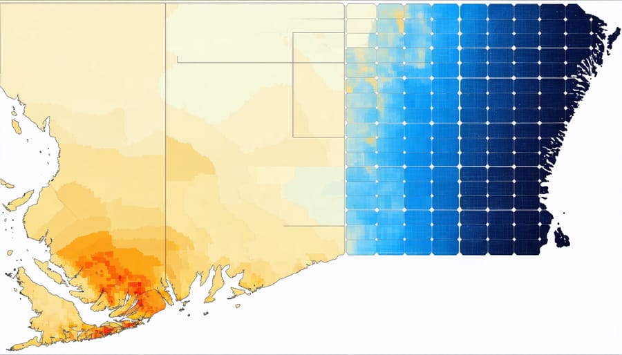Color-coded map showing annual solar potential across different regions of British Columbia