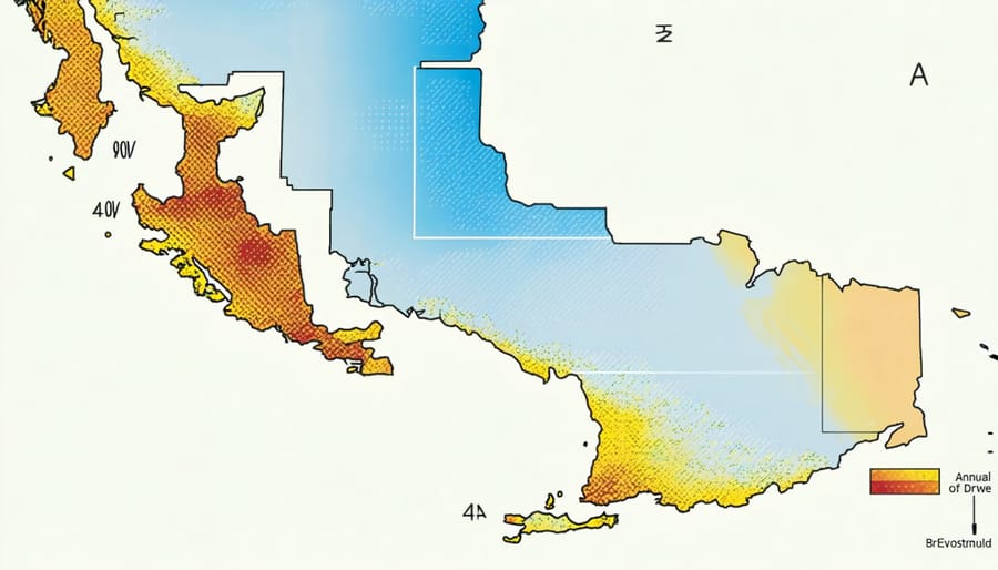 Color-coded map showing solar energy potential across different regions of BC