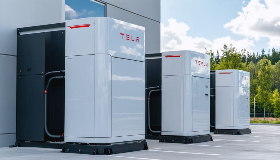 Multiple Tesla Megapack units installed at utility-scale energy storage facility