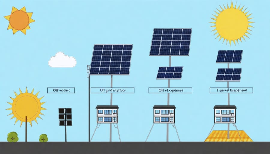 Pie chart and bar graphs showing cost distribution of solar system components and installation
