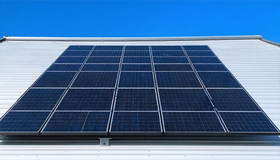 Professional solar installer working on rooftop solar panel installation in British Columbia