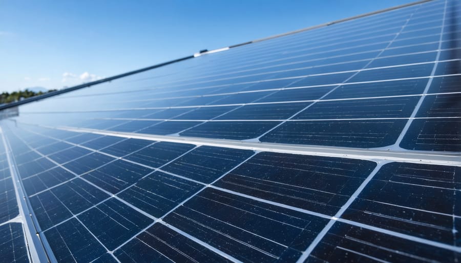 Professional solar installer connecting electrical wiring during solar panel installation