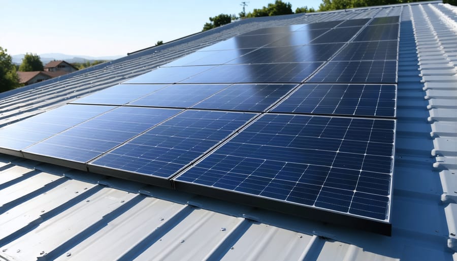 Modern home with integrated solar roof tiles blending seamlessly with architecture