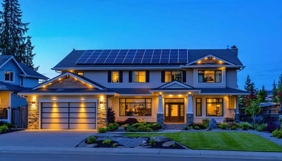 BC family cooking together in modern kitchen during evening hours