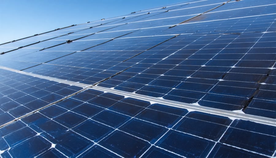 Solar panel installation with wind protection on BC residential rooftop with mountain backdrop
