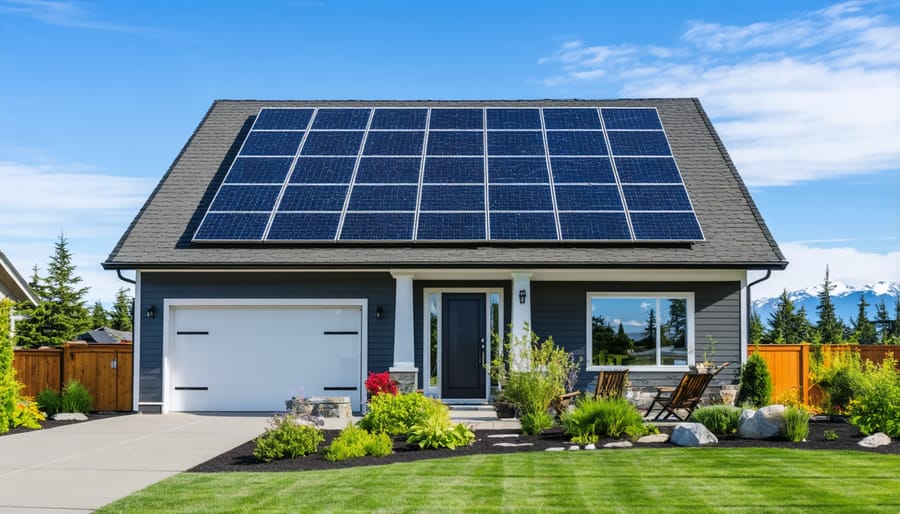 Couple reviewing solar financing documents and options at home