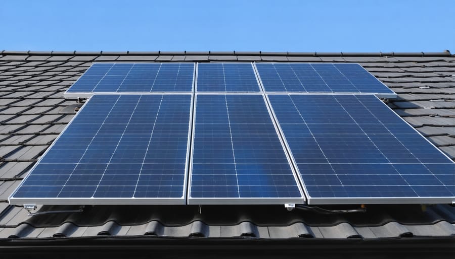 Solar technician connecting electrical components during residential installation