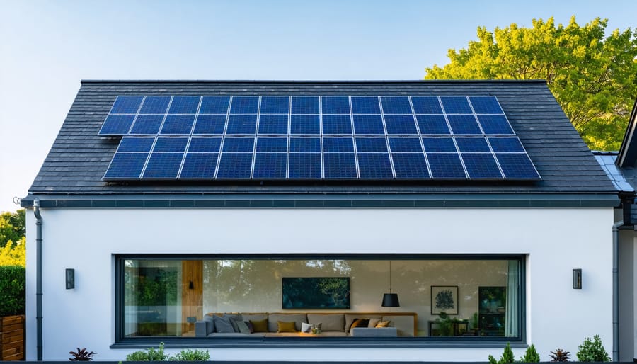 Homeowner viewing solar panel performance data on smartphone monitoring app
