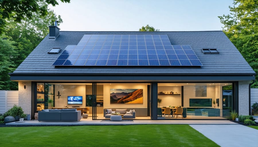 Homeowner checking solar system performance data on smartphone monitoring app