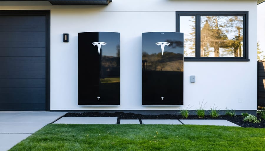 Tesla Powerwall battery storage unit mounted on exterior wall of BC home
