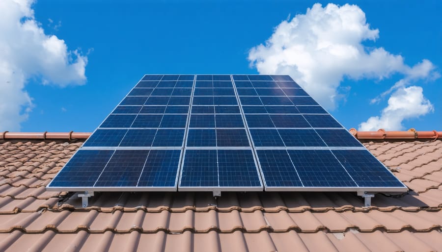 Three-phase solar inverter installed on residential garage wall