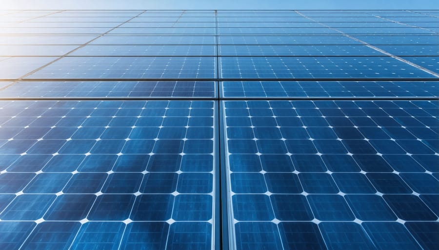 Modern glass office building with reflective windows in urban setting