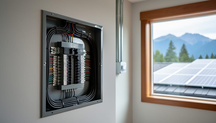 BC home exterior showing solar panels on roof and upgraded electrical panel installation