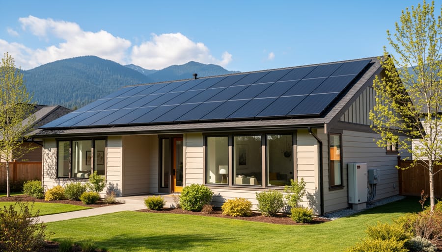 Solar panels installed on residential roof in British Columbia
