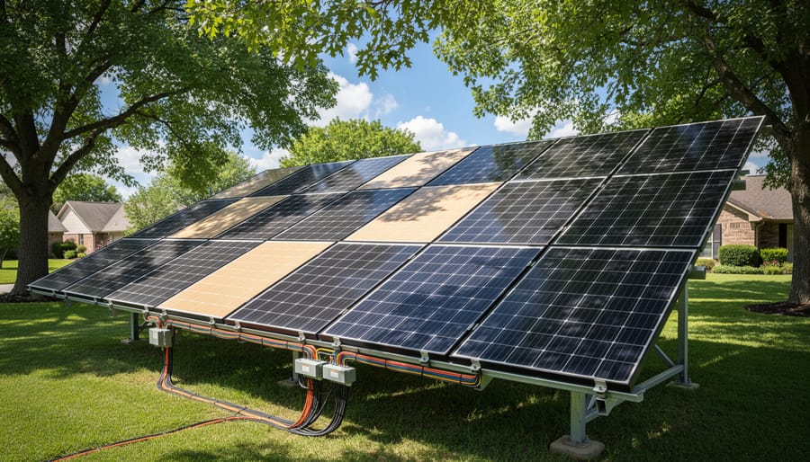 Solar panels on BC home roof with partial tree shade affecting some panels