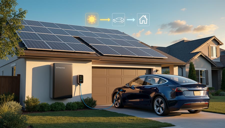 Rooftop solar panel installation on British Columbia home with valley landscape in background
