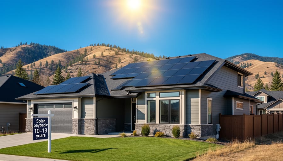 Solar installation in sunny Interior BC with Okanagan Valley landscape