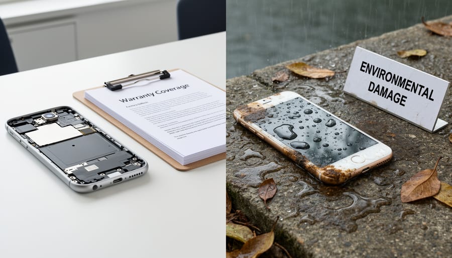 Technician inspecting solar panel for defects and damage during warranty assessment