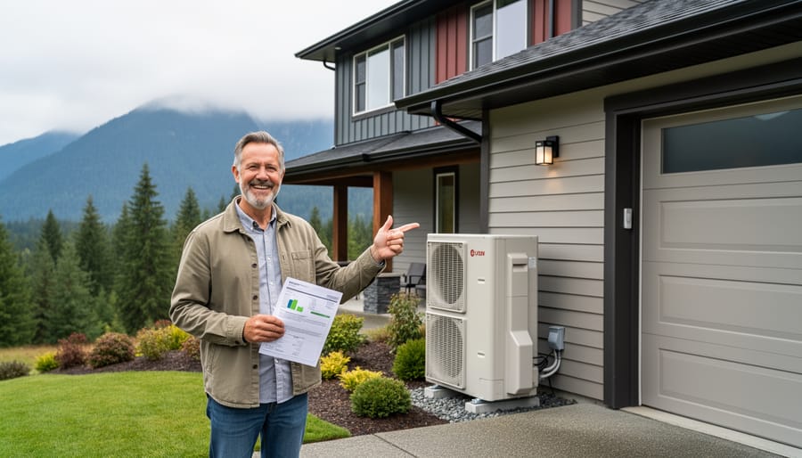 Happy family standing in front of their British Columbia home
