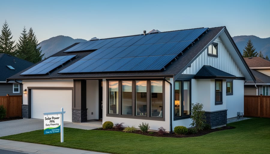Residential solar panel installation on rooftop in British Columbia
