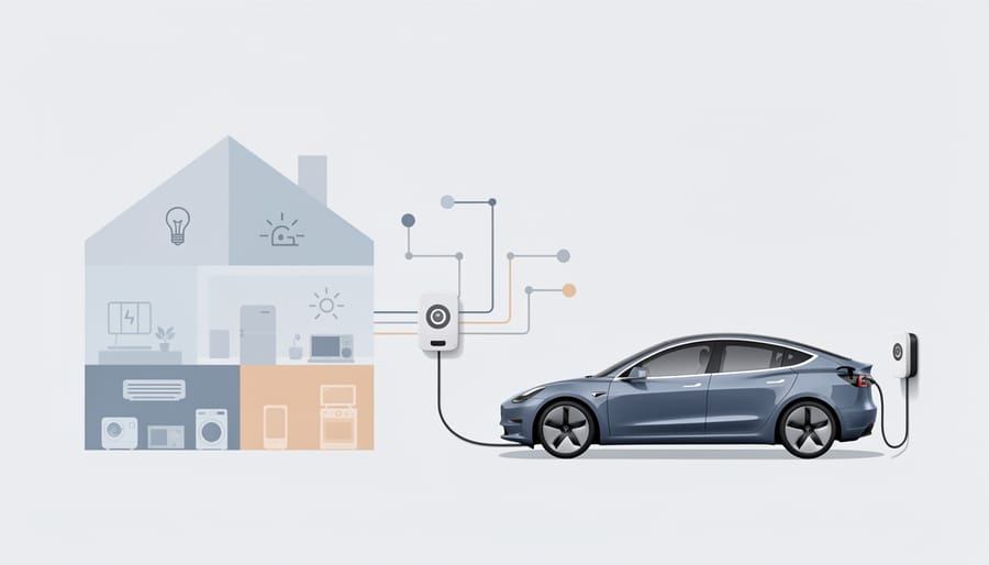 Smart power monitoring device next to a neatly coiled EV charging cable in a home setting